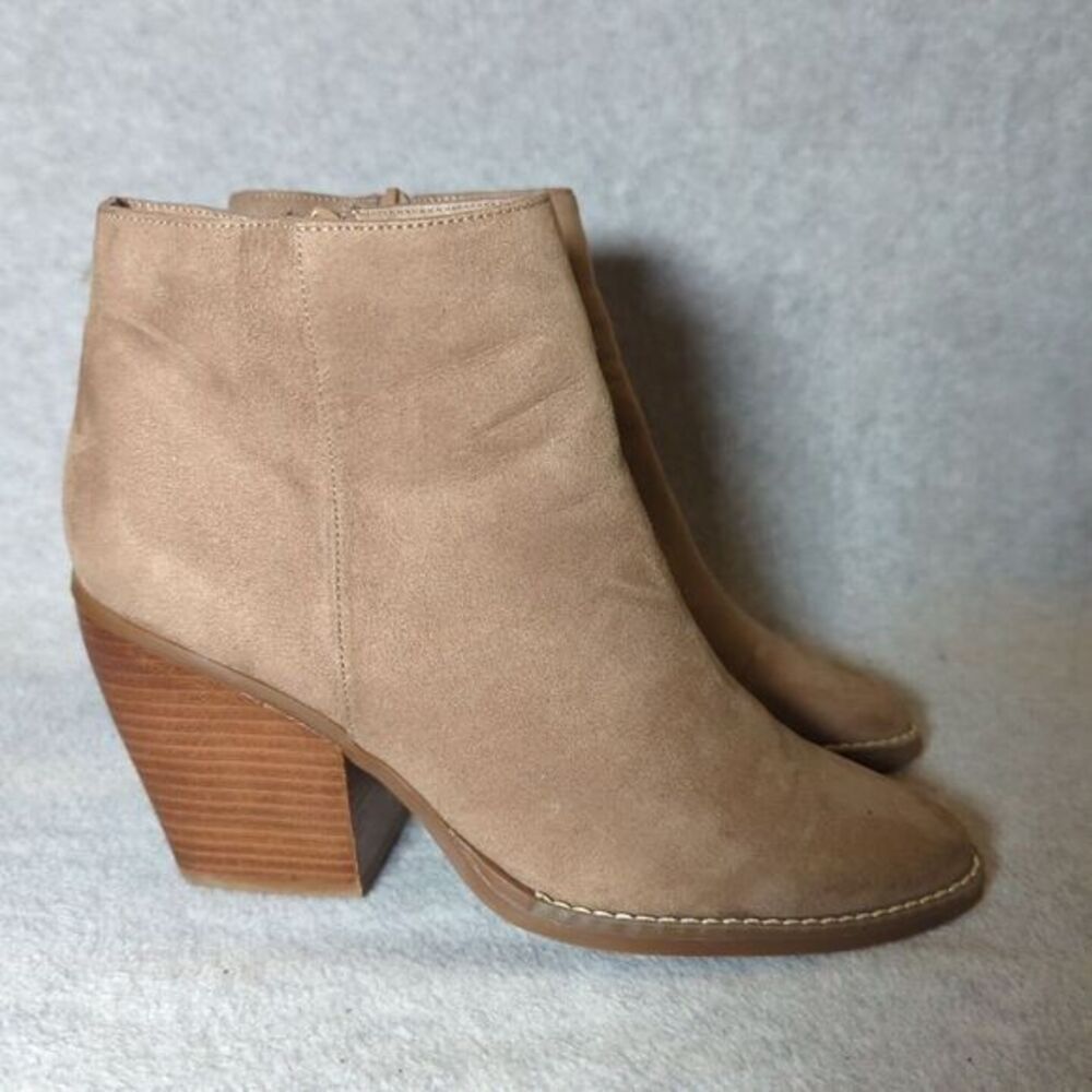 Madden Girl Klicck Faux Suede Ankle Boots Bootie Taupe 9 Nude Block Heel Western